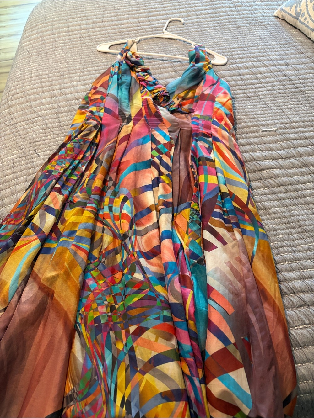 Suzi Chin for Maggy Boutique Multicolor Abstract Halter Maxi Dress
